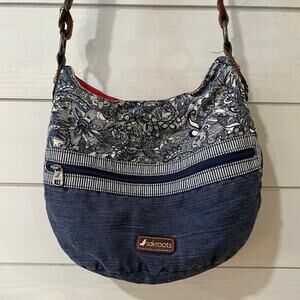 Sakroots | Navy Blue & Cream Floral Print Crossbody Bag